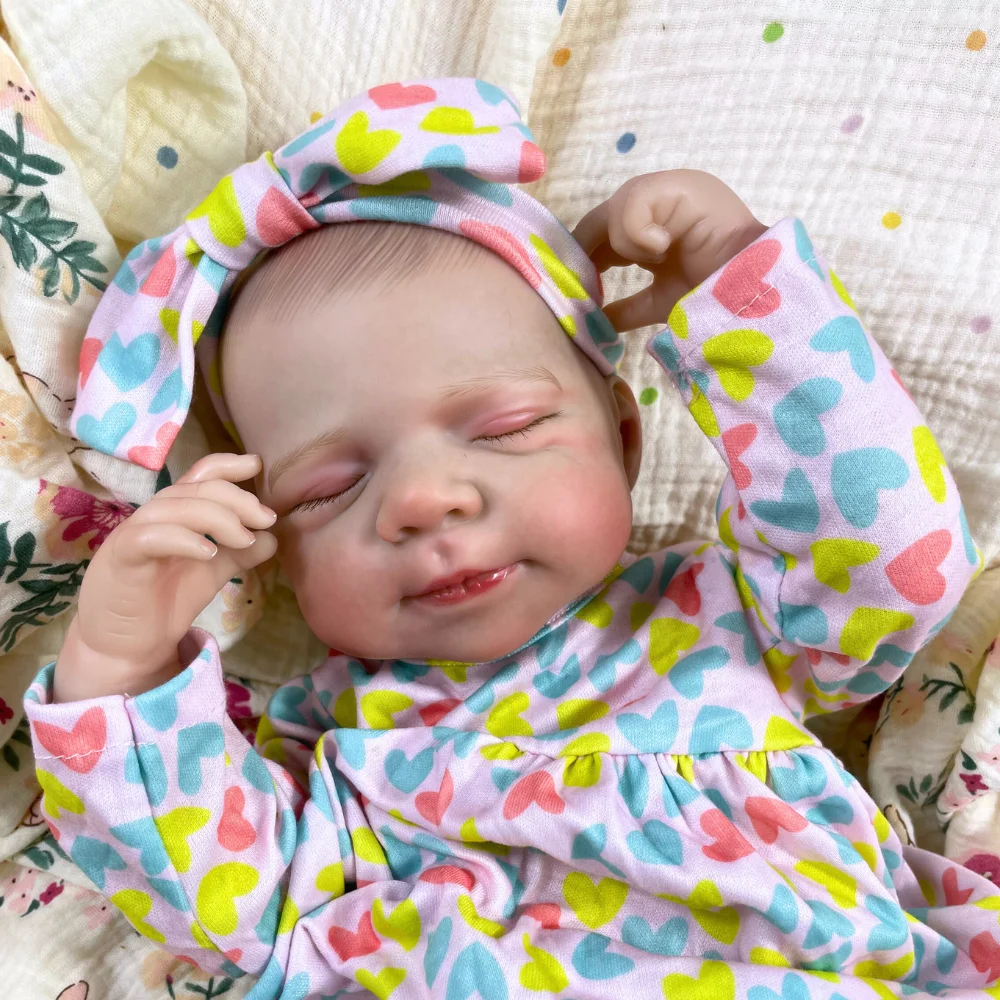 MRB 18 Inch Full Body Vinyl Reborn Baby Doll Pascale Lifelike Newborn Doll Handmade 3D Skin Visible Veins Gift Toy For Girls