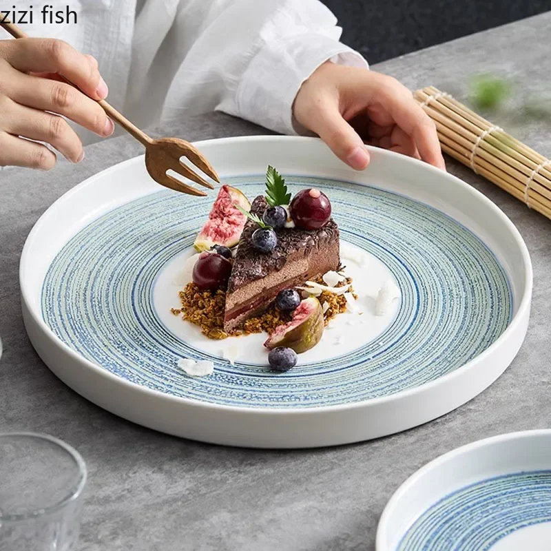 Creative Ceramic Straight Edge Plate Restaurant Soup Plate Steak Plate Dessert Plates Molecular Cuisine Specialty Tableware