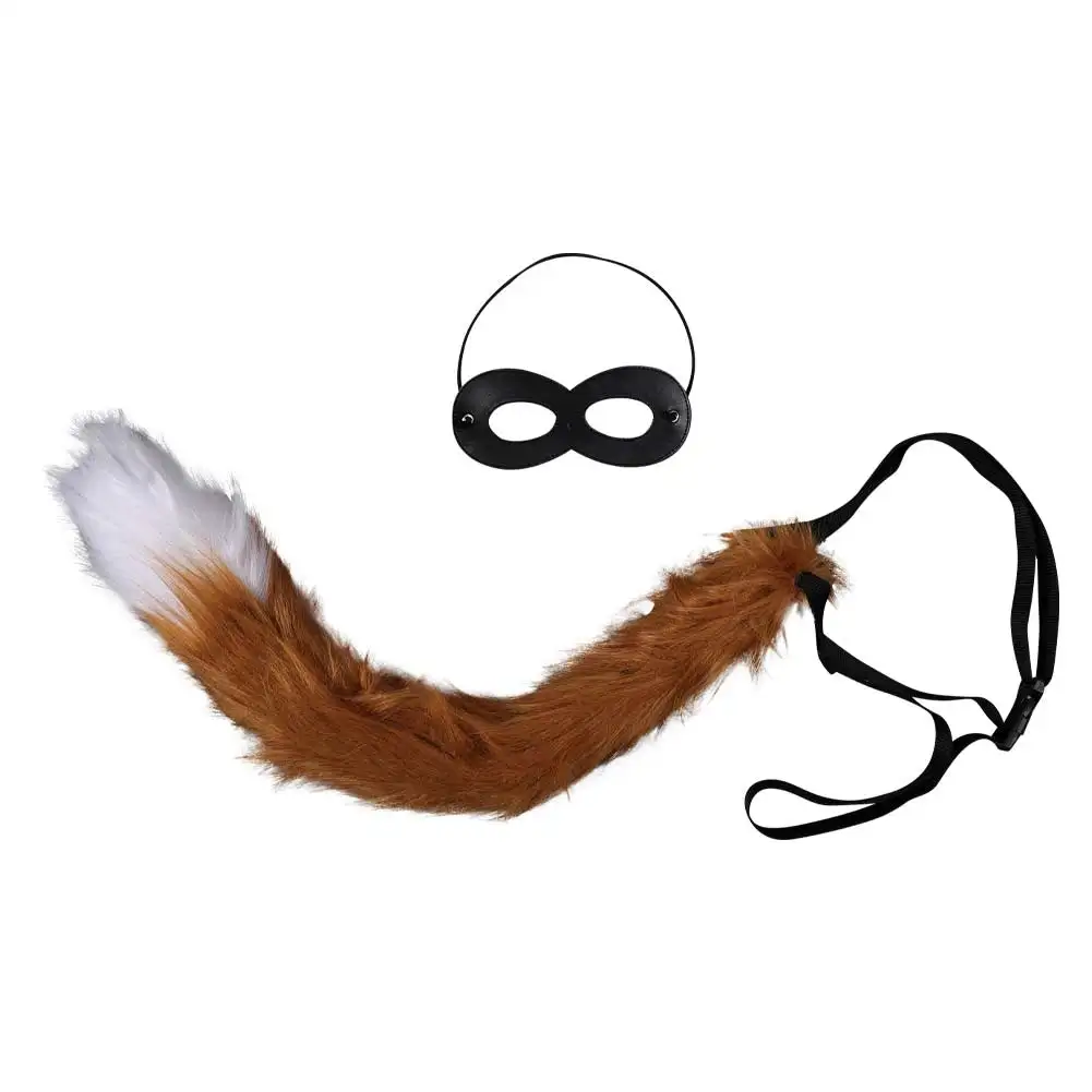 Puss Cos in Boots Cosplay Tail Eyemask, Eye Mask, Halloween Carnival Net Costume Accessrespiration, Gift for Children, Boys and Girls Set