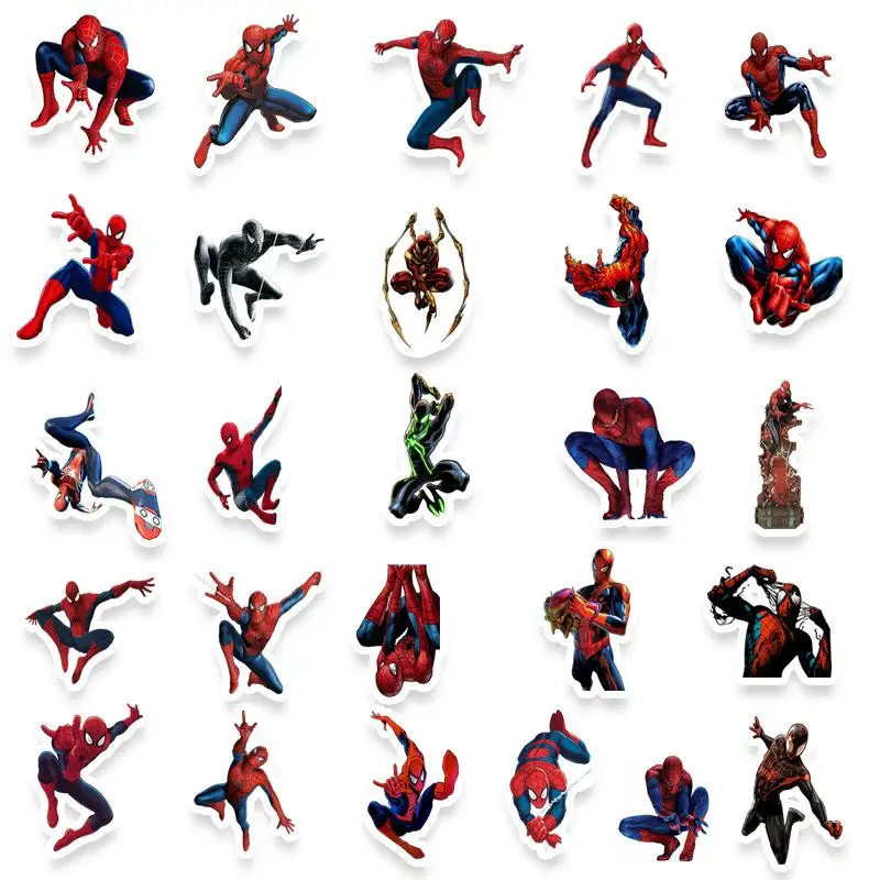 Spiderman Anime Stickers Style 50 Non-Repeated DIY Decorative Suitcase Guitar Notebook Mobile Phone Tablet Waterproof Stickers