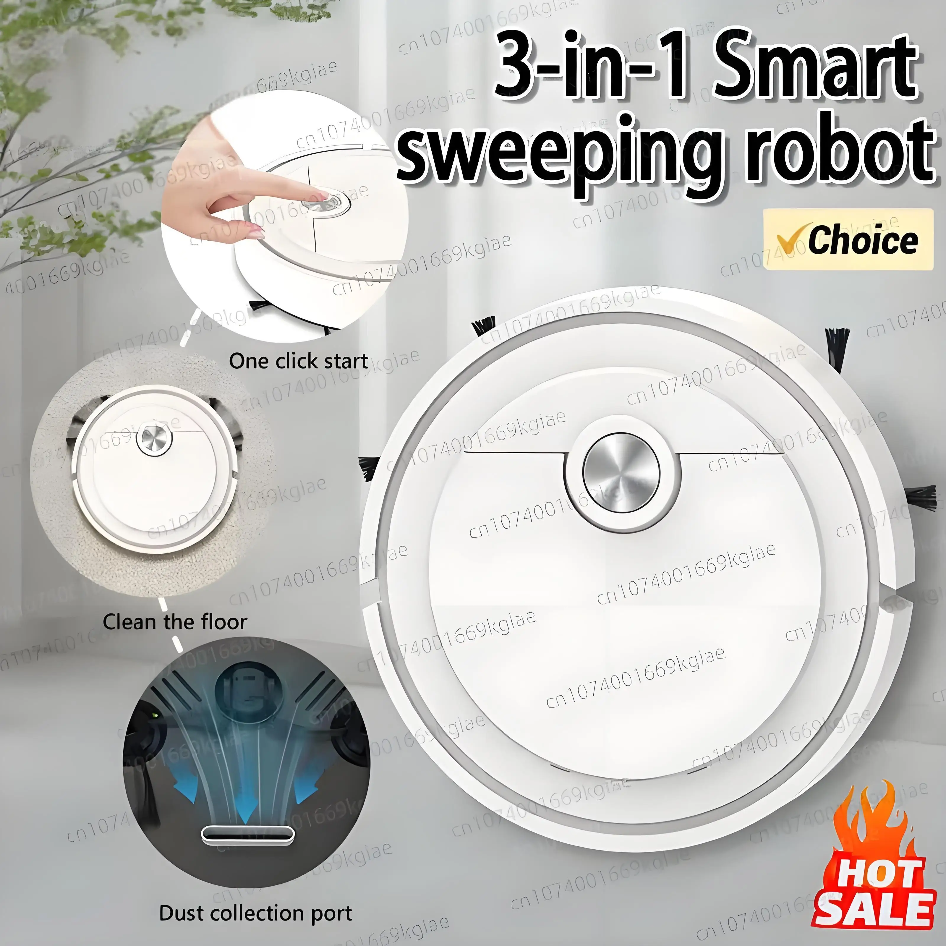 New Smart Sweeping Robot 3-in-1 Smart Cleaner Household Rechargeable Fully Automatic Vacuum Cleaner 6000Pa Suction Pet Hair