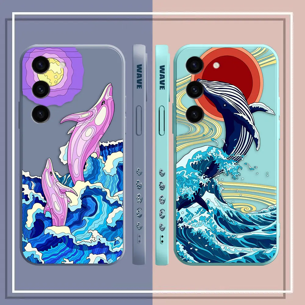 Sea Wave Dolphin Whale Phone Case For Samsung S23 S22 S21 S20 FE S11 S11E S10 S10E S9 S30 Ultra Plus 4G 5G Case Fundas Shell