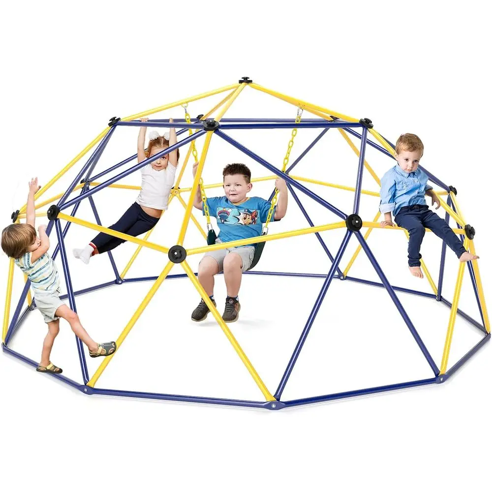 Klimkoepel met schommel, 10FT Kids Jungle Gym Monkey Bar Klimspeelgoed voor buiten, biedt plaats aan maximaal 800 lbs, Indoor Ge