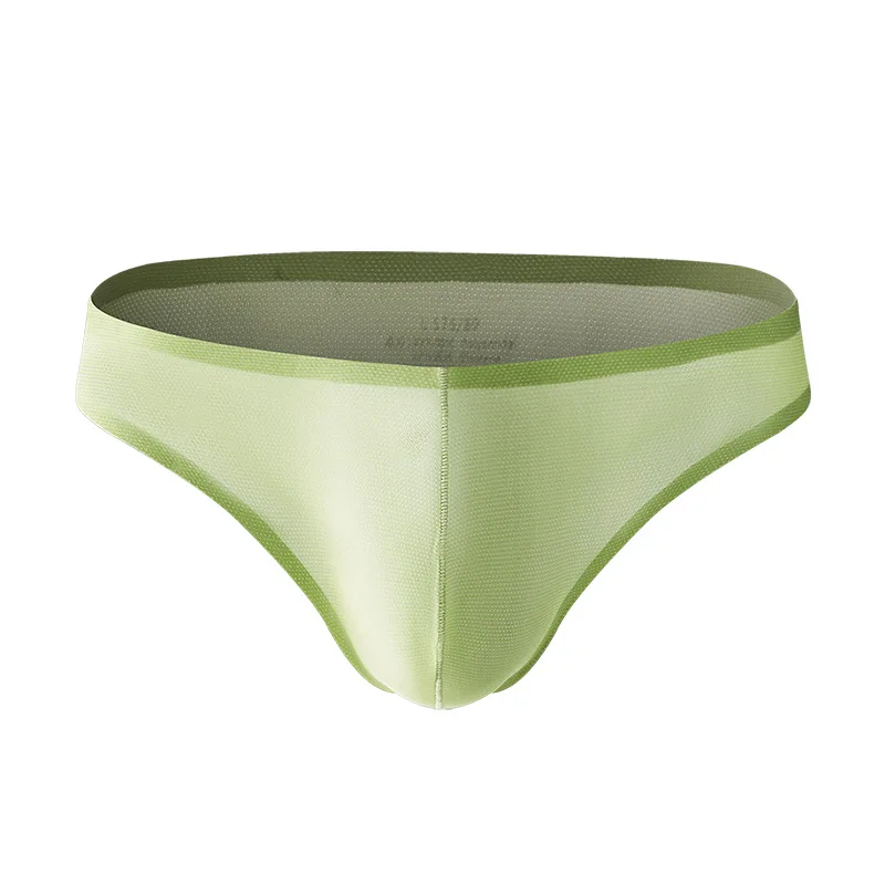 Men's Briefs Traceless Ice Silk Panties Summer Quick-Drying Half-Wrapped Buttocks Underwear Low-Rise Elastic Bikini Slip Homme