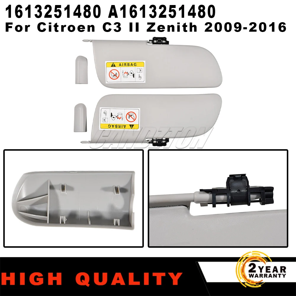 For Citroen C3 II Zenith New Sun Visor Interior Sunshade Kit Left Right A1613251480 1613251480 Easy Installation Car Accessories
