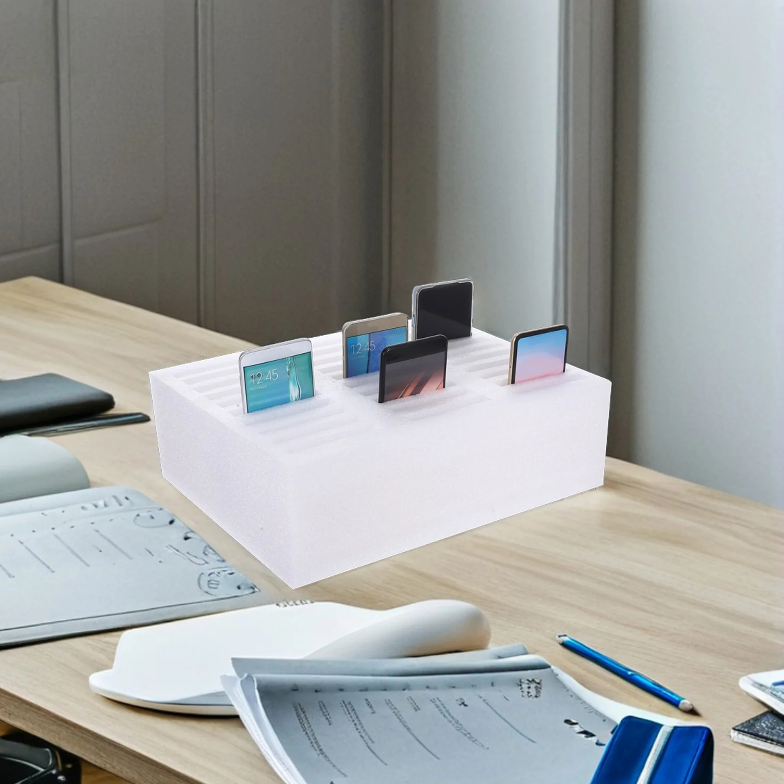 30 شبكة صندوق تخزين الهاتف رغوة منظم سطح المكتب للفصول الدراسية مكتب المدرسة حامل هاتف الخليوي متعدد المقصورات لا الحفر