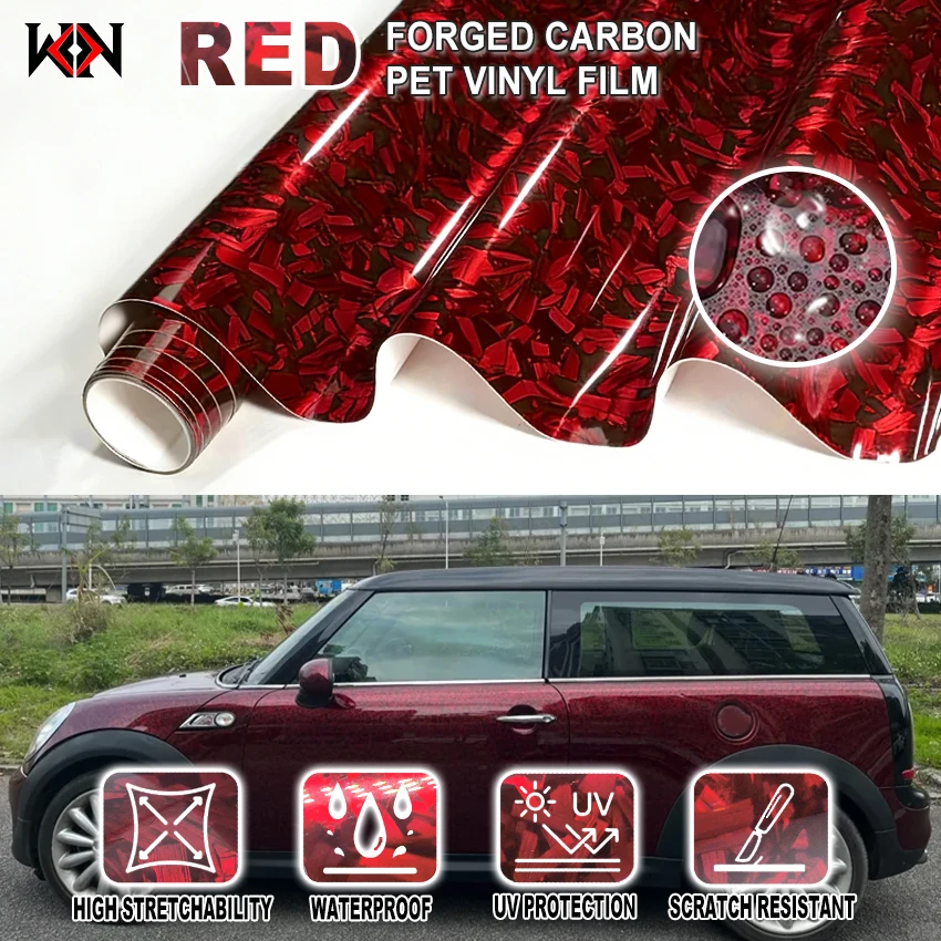 

Glossy Forged Carbon Fiber Vinyl Wrap Air Bubble Free Car Sticker Waterproof For Auto Motor Car Decal Laser Forged Carbon Film