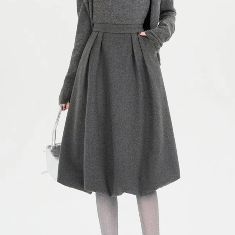 

Solid Color Unique Designed Skirts Women's Simple Leisure Lantern Skirt Elegance Fashionable Versatile High-waisted Skirts