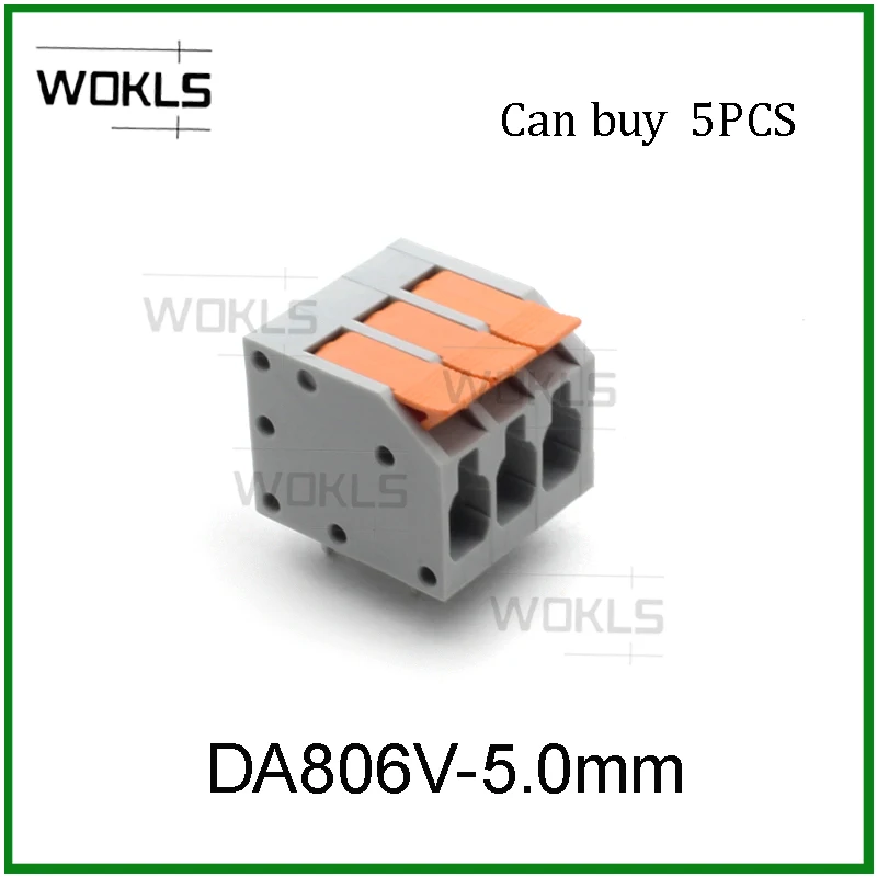5PCS PCB terminal block DA806V 2604 4mm² spacing 5.0 mm pitch gray 2604-1102 3 4 5 6