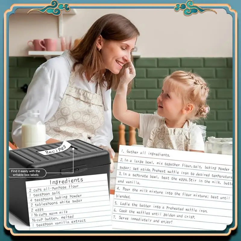 ABJG-3Inchx5inch Index Card Holder With Lock, Index Card Box Organizer Storage With , For Home Recipes Address Office