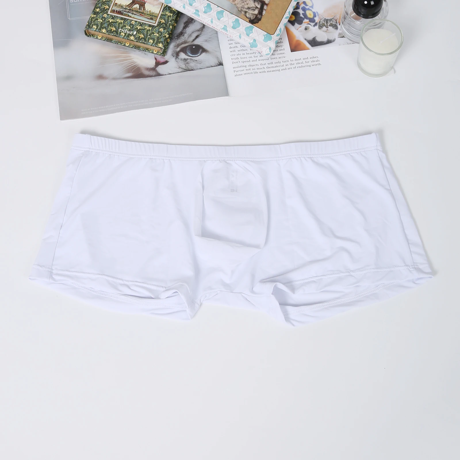 4er-Pack Herren-Boxershorts Transparente Unterwäsche mit Formgebender Tasche Nahtlose Eisseide Durchsichtige Shorts Ultradünne Unterhosen – Detail 3