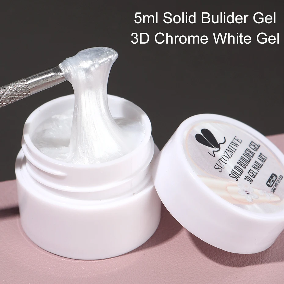 5 ml Chrom Weiß 3D Solid Gel Nagellack Antihaft-Handverlängerungsgel UV Builder Nagelverlängerungen Gel Blumenform Nagelgel – Detail 7