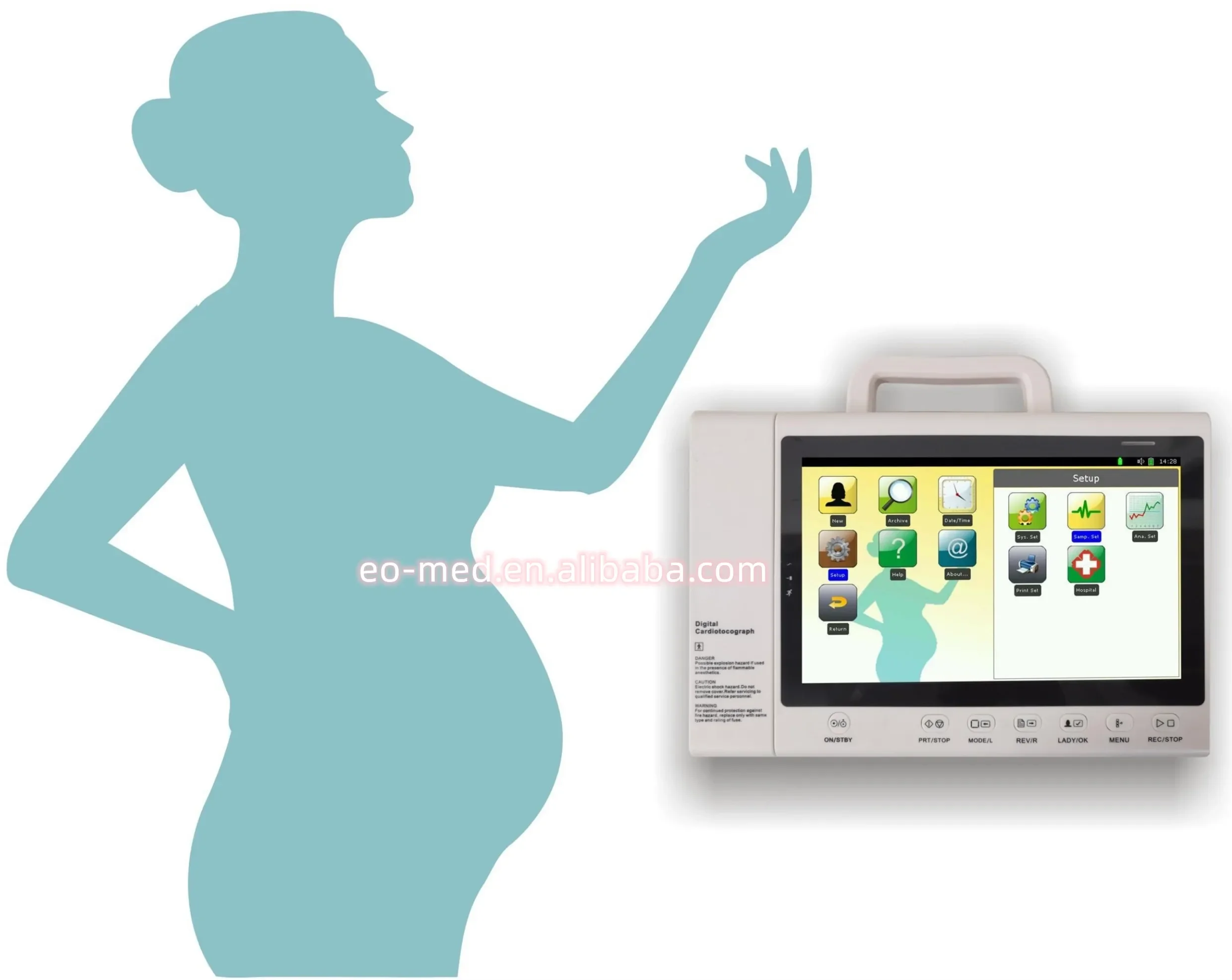 

10.2'' LED touch-screen Fetal&Maternal For hospital use high performance waterproof Probe is equipped FM30