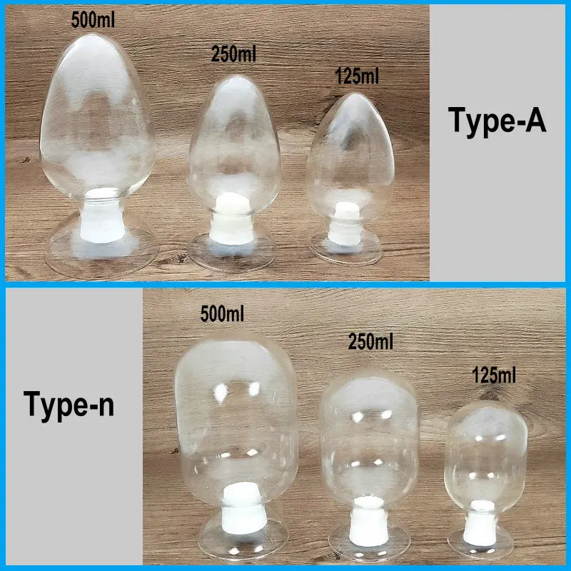 125/250/500ml(Type-A or Type-n) Glass Sample Bottle, Display show Bottle with Rubber Plug, Laboratory Glass Container