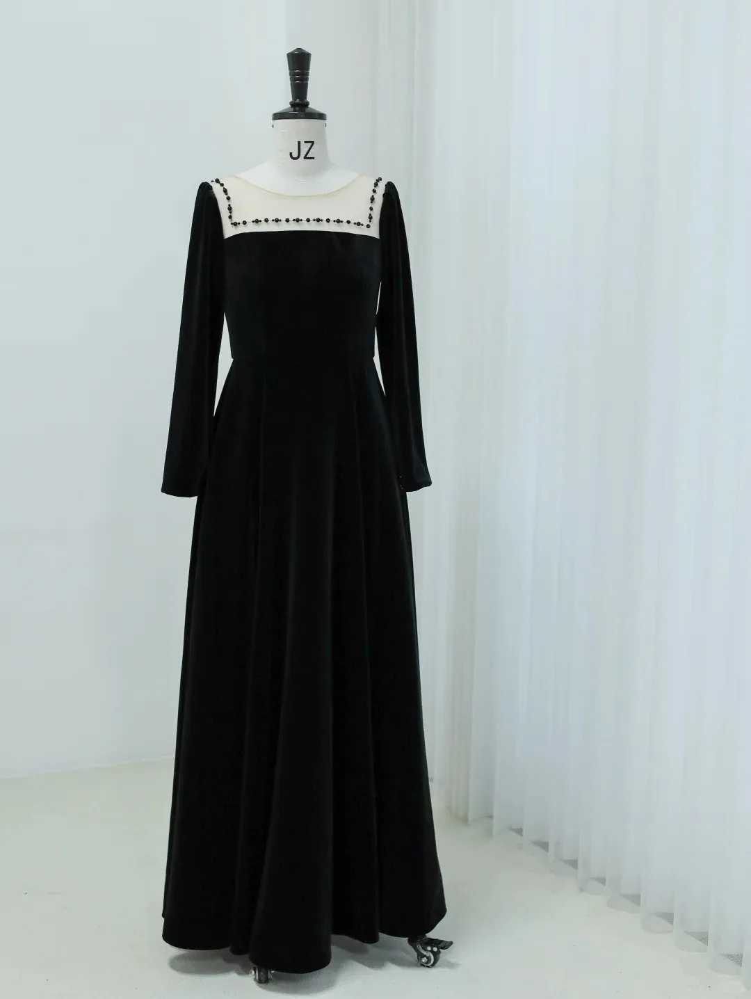 Meninas manga longa veludo decote frisado vestido de baile vestido de casamento vestido adolescente vestido de concerto vestido de princesa vestido de noite/personalizado