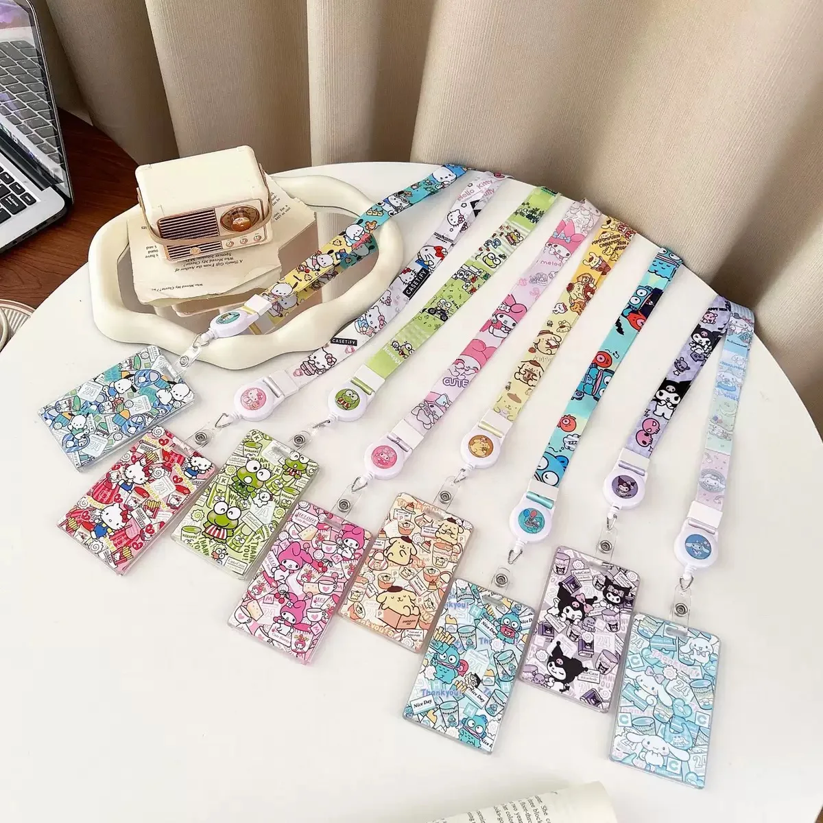 Sanrio Cartoon Einziehbares Schlüsselband PVC-Kartenhalter für Studenten, Campus-Halsband, Kartenhalter, Schlüsselanhänger S-A1 ﻿ 1