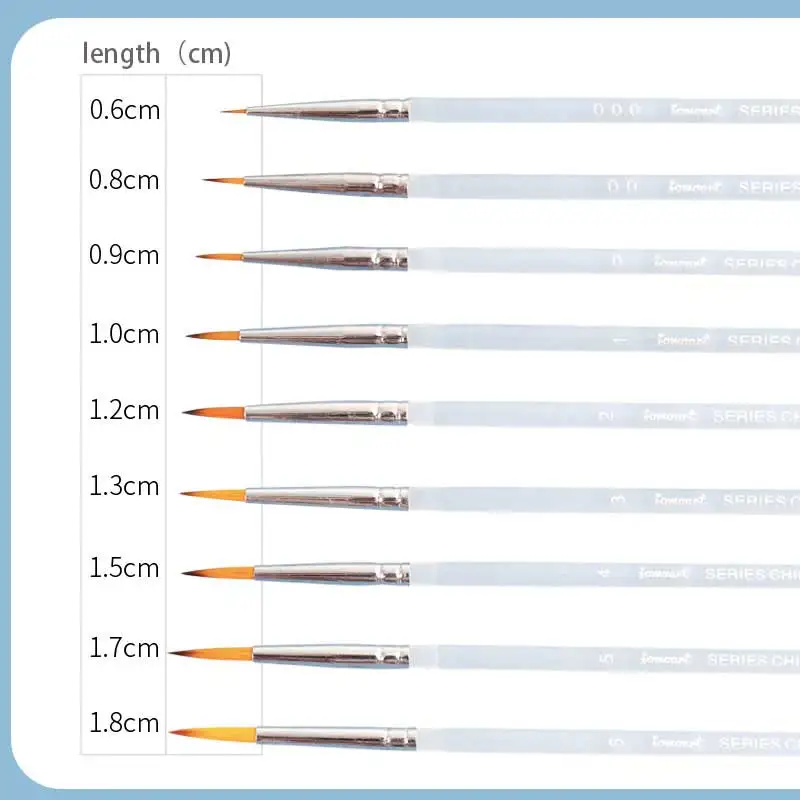 JOWOART 非常に細い先端アートペイントブラシナイロン毛 9 ピース水彩ガッシュアクリルロッドフックラインストロークペン初心者ツール