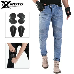 Pantalones vaqueros de motocicleta Retro para hombre, equipo de protección, pantalones elásticos de Motocross, equipo de protección CE