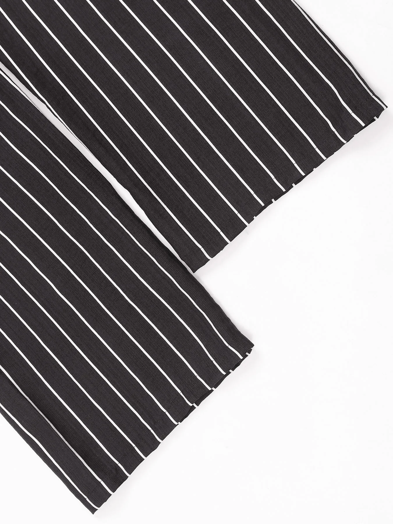 Gestreiftes zweiteiliges Outfit für Damen, ärmelloses Tanktop mit Knöpfen und elastische Hose mit weitem Bein und Kordelzug, lässiger Urlaubskostüm – Detail 34