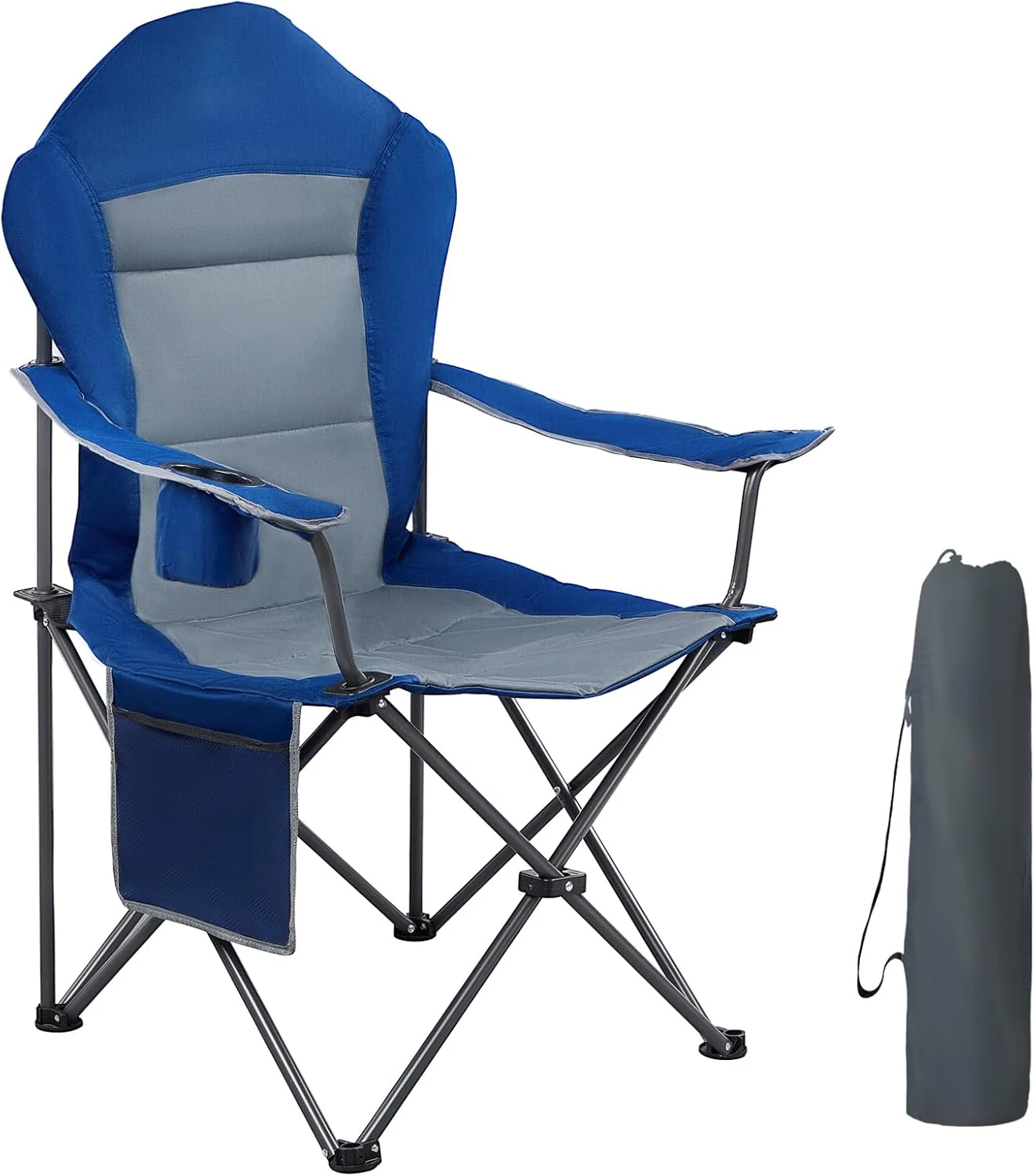 Silla Camping Alta Plegable Camping Acolchada Resistente Sillas Jardin Respaldo Playa Plegabler Alto con Bolsillo