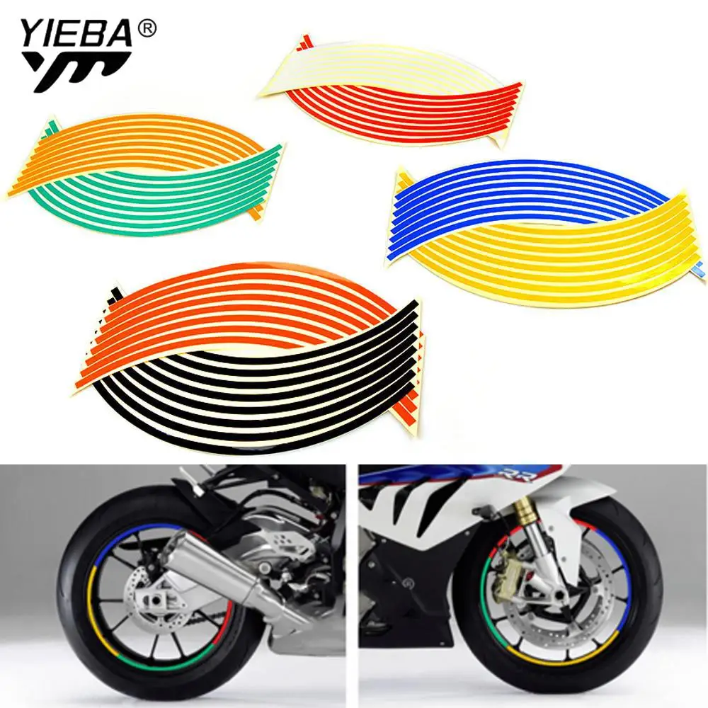 16 Strips Bike Motorcycle Wheel Sticker Tape 17 18inch For Honda Yamaha Kawasaki Suzuki YZF R3 R25 TMAX 500 530 Z750 Z800 Z900RS