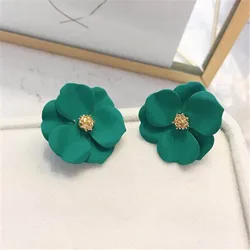 New Korean Flower Dangle Earrings Elegant Double Floral Mixed Color Earrings For Women Girl Beach Party Earring for woman