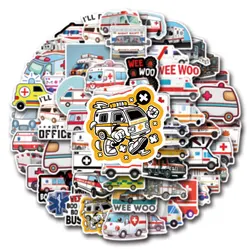 55pcs Cartoon Ambulance DIY Decorative Luggage Water Cup Computer Waterproof Children's Sticker