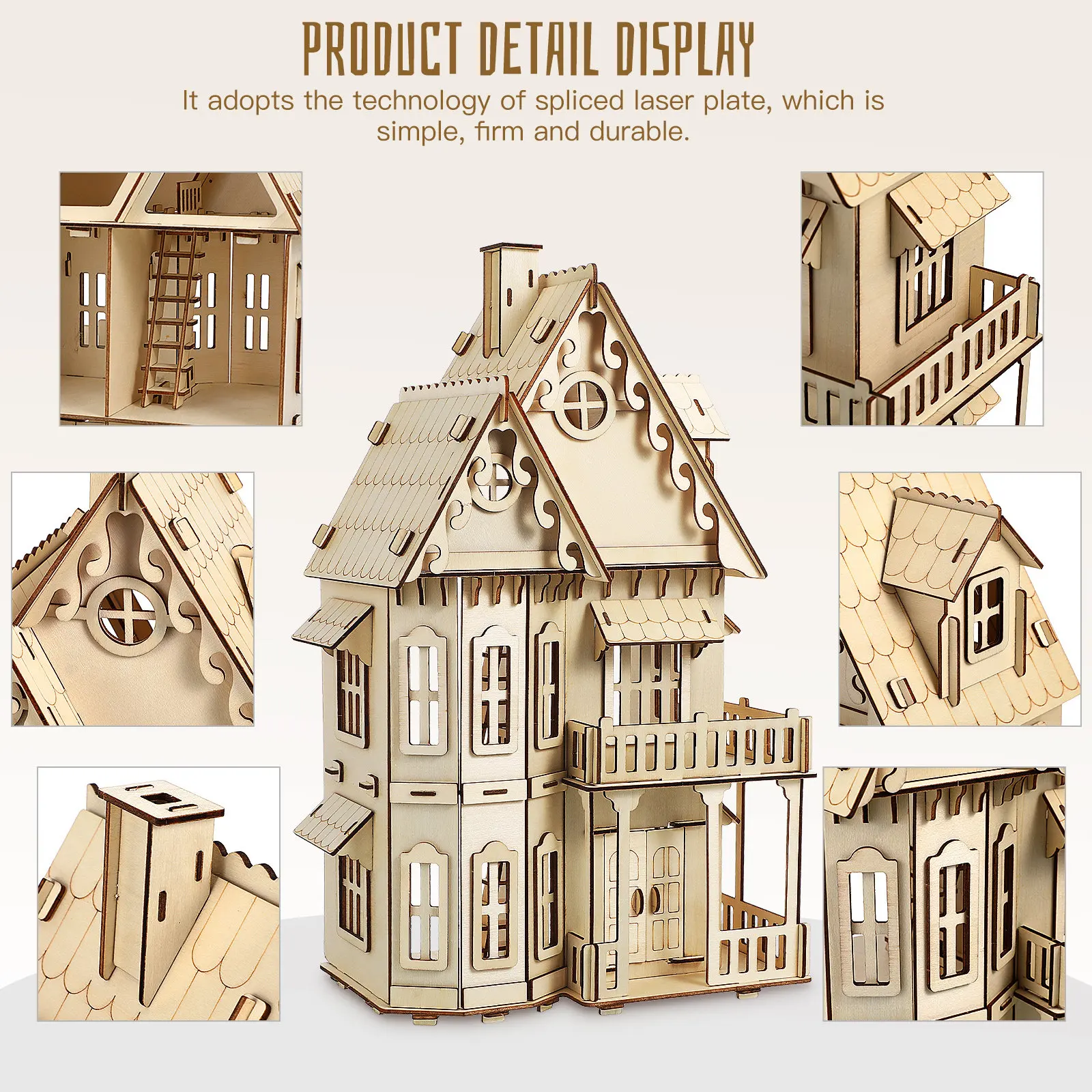 

3D Gothic Villa Puzzle Wooden DIY Assembly Kit for Adults Creative Challenging Brain Teaser Decorative Home Display Halloween