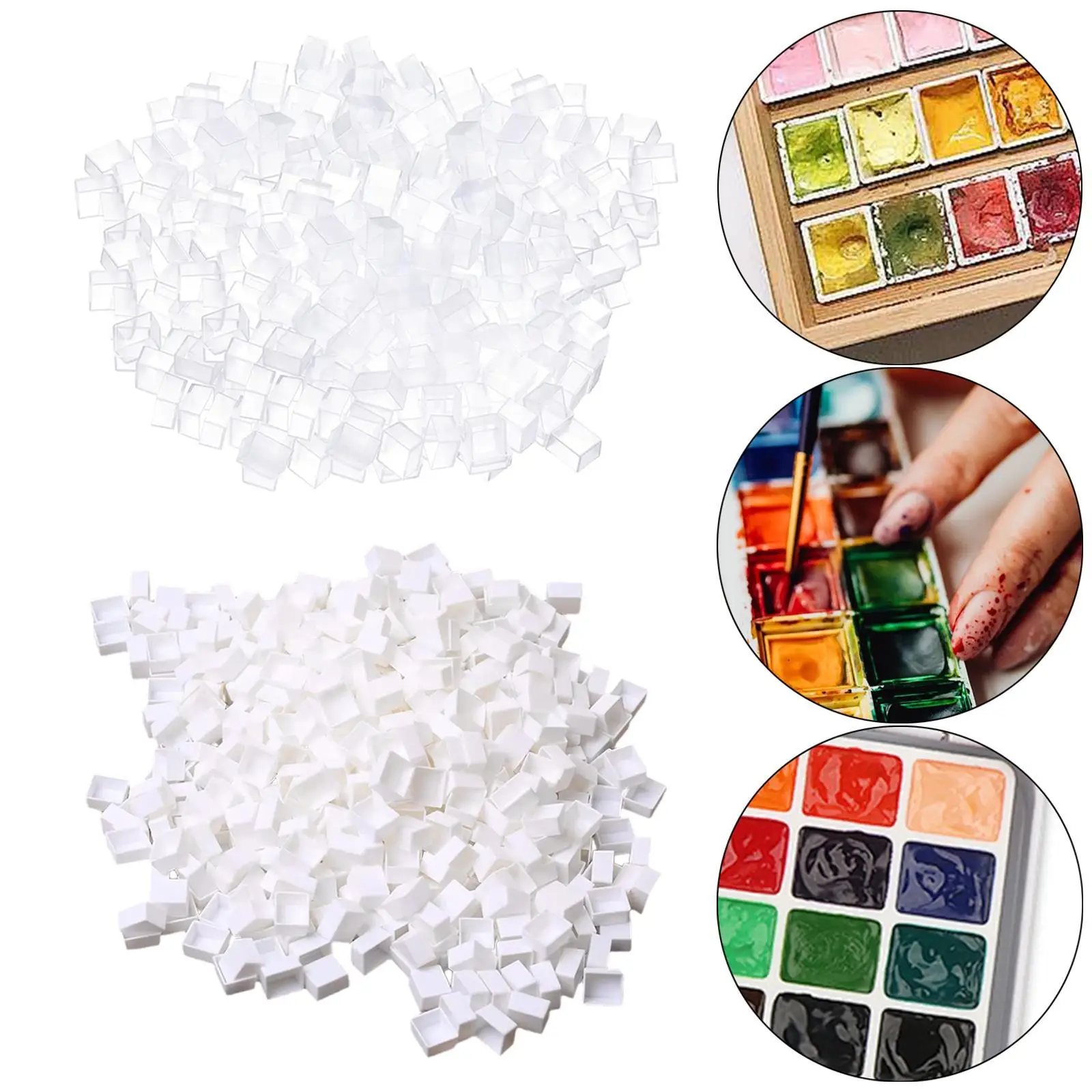 100x نصف مقالي ألوان مائية فارغة، نصف مقالي قابلة لإعادة الاستخدام وقابلة للحمل وخفيفة الوزن