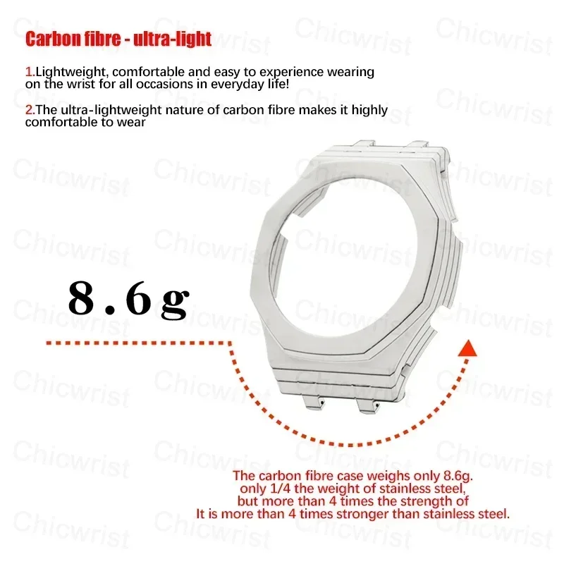 طقم عصري من الألياف الكربونية لـ Casioak GA2100 GA2110 حزام مطاطي لـ CasiOak GAB2100 GM2100 طقم تعديل مع مسامير كوريا