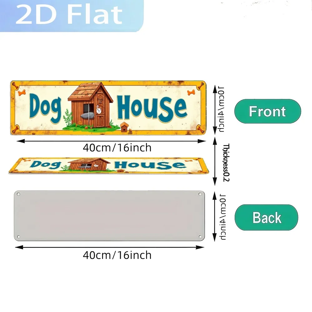 2D Flat Horror Movie 'Dog House with a Dog Inside.' Aluminum Sign - Vintage Wall Decor for Man Cave, Bedroom, Bar, or Garage
