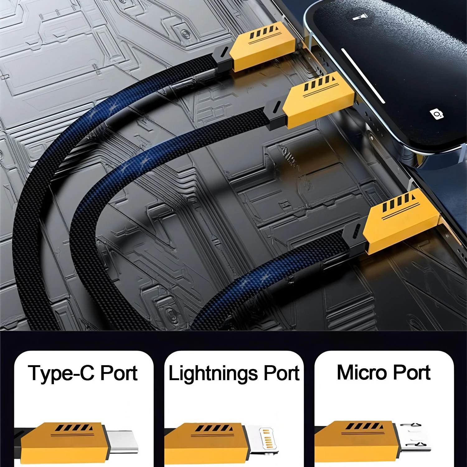 3 In 2 240W Fast Charge Cable Micro USB TypeC Mobile Phone Data Cable For iPhone Huawei OPPO Xiaomi Redmi Samsung Charging Cable image 6