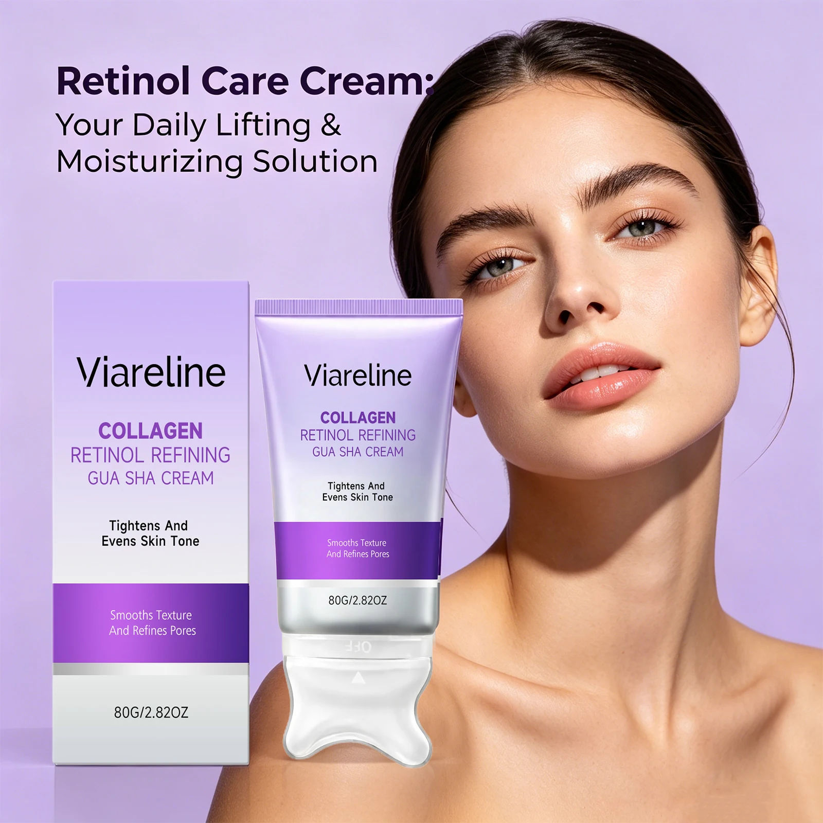 Collagen Retinol Gua Sha Cream Face Massagertightening Lifting Even Skin Tone Define Facial Lines Moisturizing Skin Care 80g