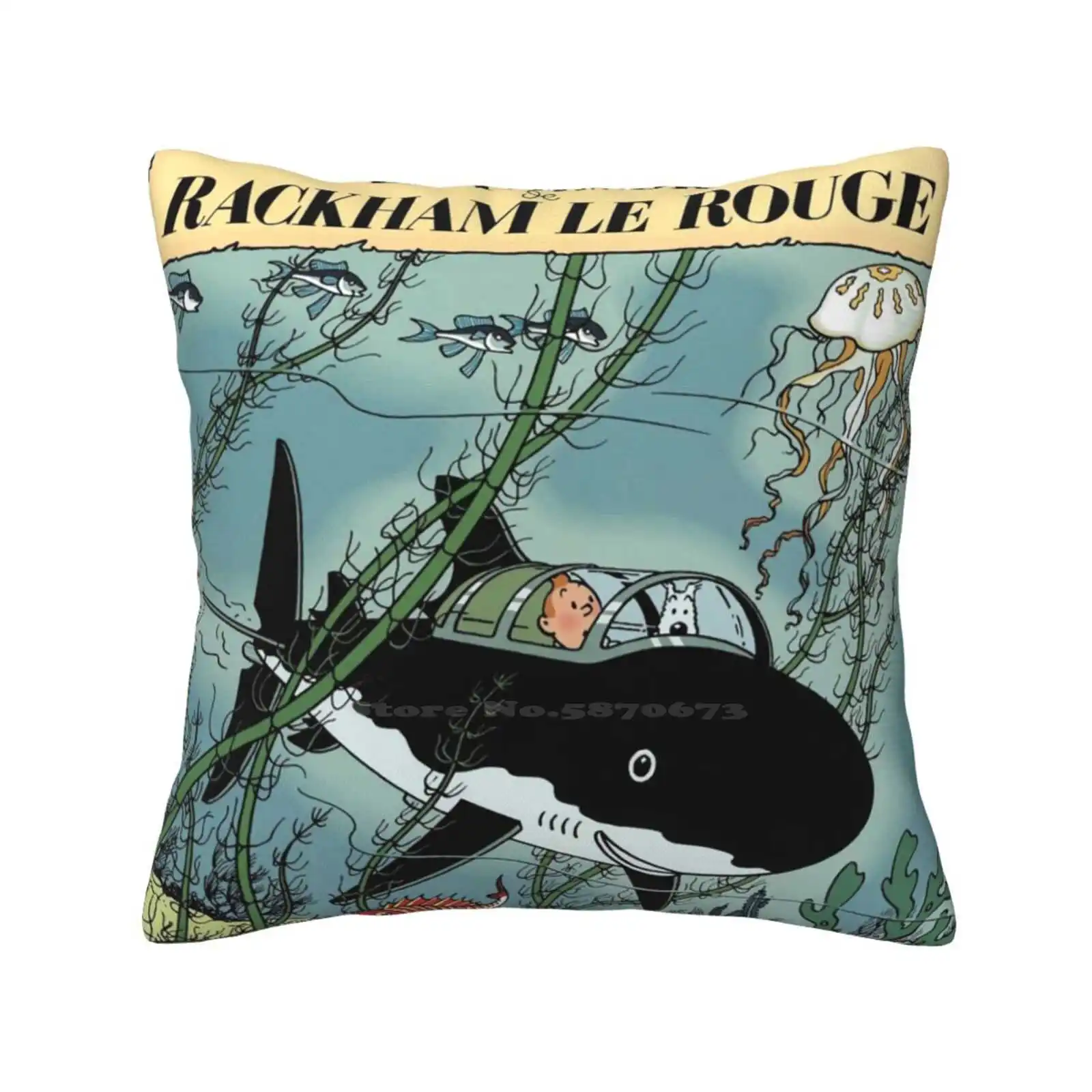 Fish And Dog Home Sofa Car Waist Throw Pillowcase Anime Movies Comic Vintage Retro Best Tin Style Amazing Tin Tower Adventure