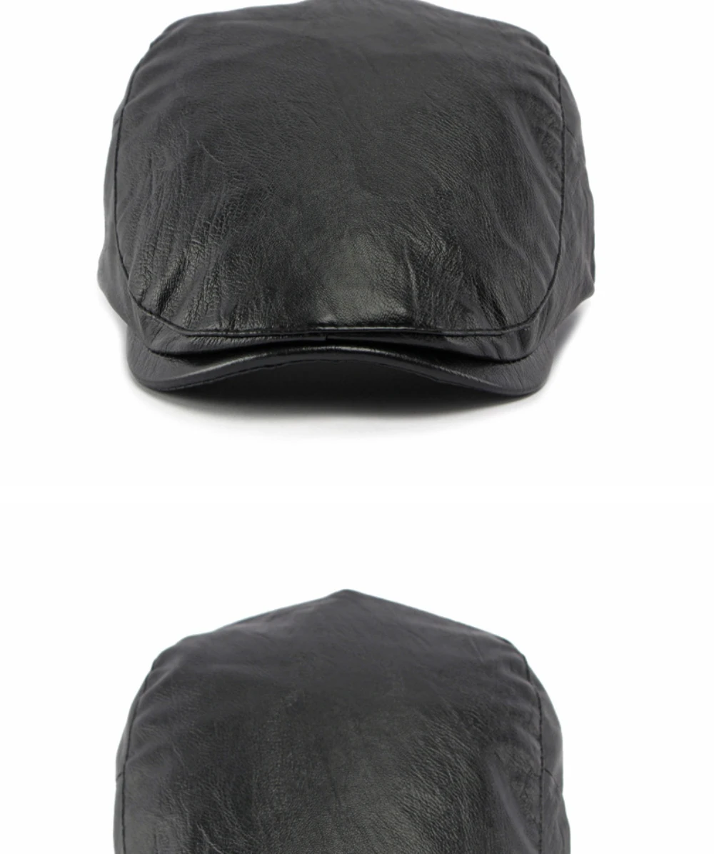 HT5127 Herbst-Winter PU-Leder Kappen für Herren und Damen, Künstler-Mütze, Unisex Ivy Flat Cap, Verstellbare Baskenmütze – Detail 9