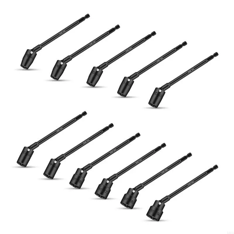 X9FA 1/4inch Electric Wrench Drill Socket Adapter 360 Degree Rotatable Square Socket Converters Tool for Impact Driver