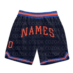 Pantalones cortos de baloncesto personalizados para hombre, Shorts de playa de secado rápido, estampados en 3D, color negro, azul y naranja