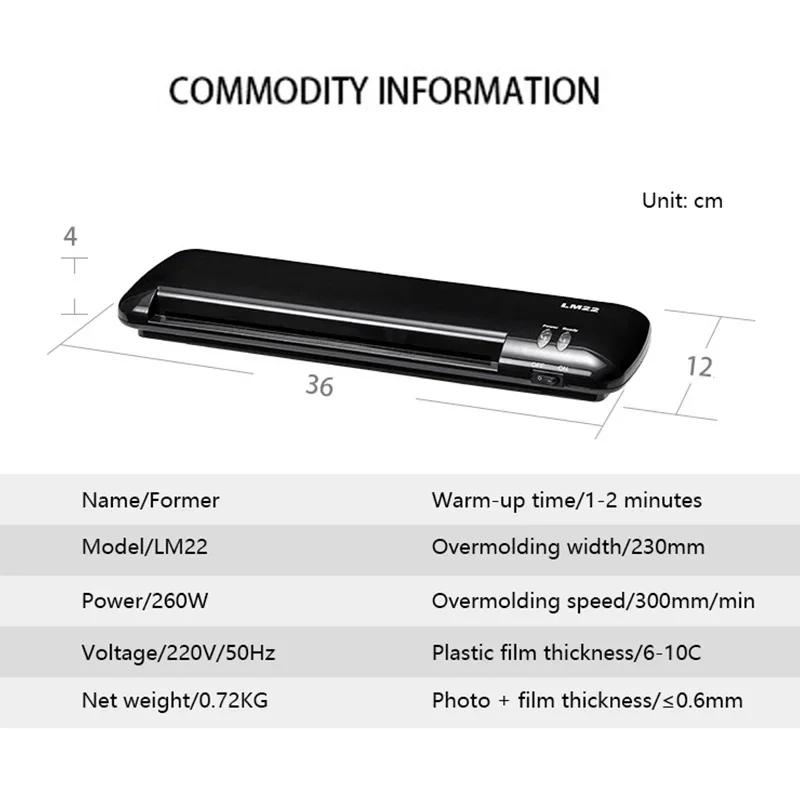 A4 Laminator Machine Household Roll Laminator Cold Lamination Film Laminating Machine Plasticizer For Document Photo Poster 1pc