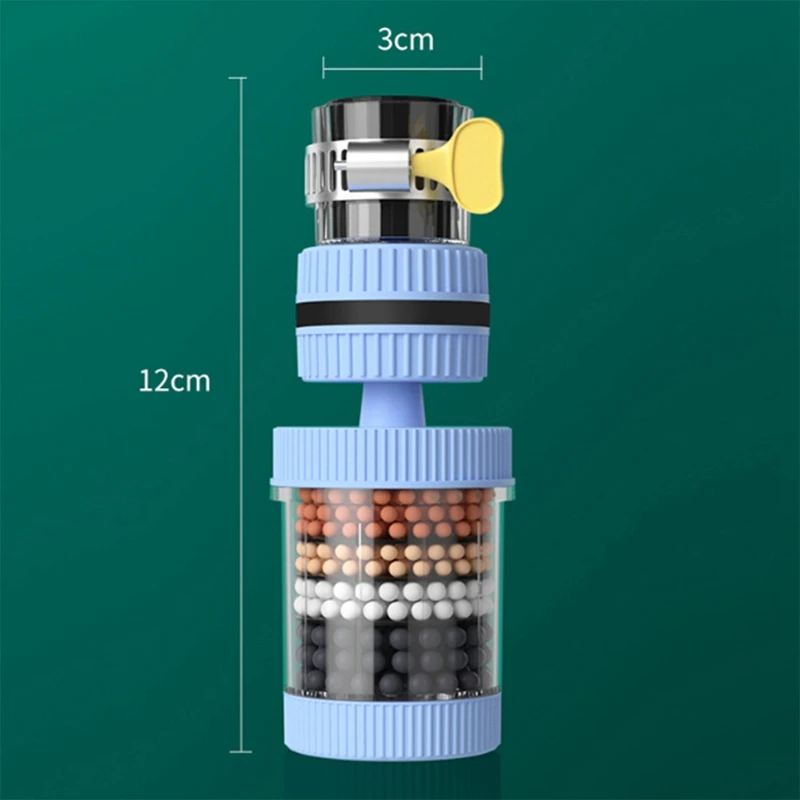 4 Piece Universal Removable And Washable Kitchen Extended Rotatable Faucet Filter Six-Layer Splash-Proof As Shown