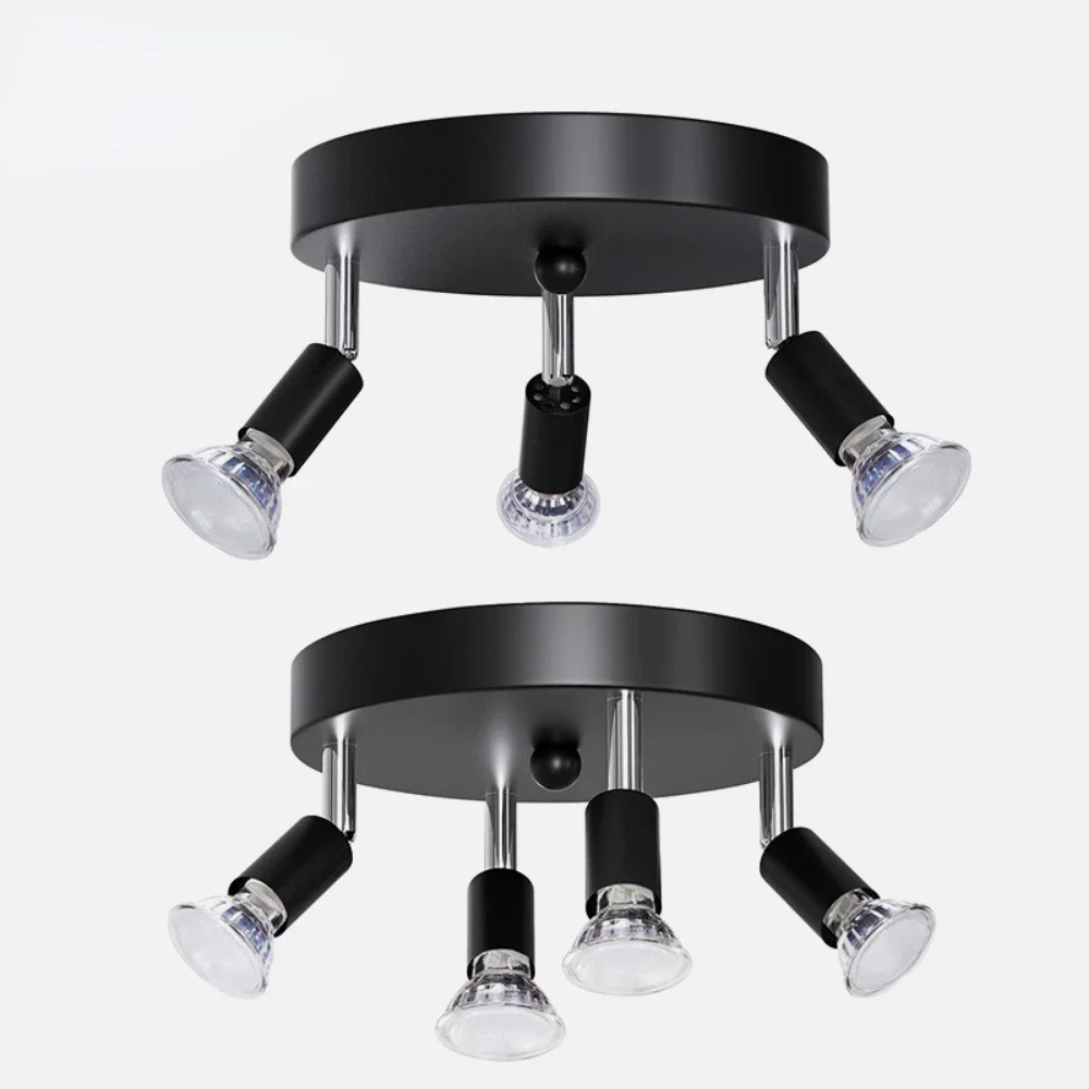 Rodada Chrome LED teto Spotlight, giratória LED Light, Modern Sala de estar Luz, 1, 2, 3, 4 Lâmpadas