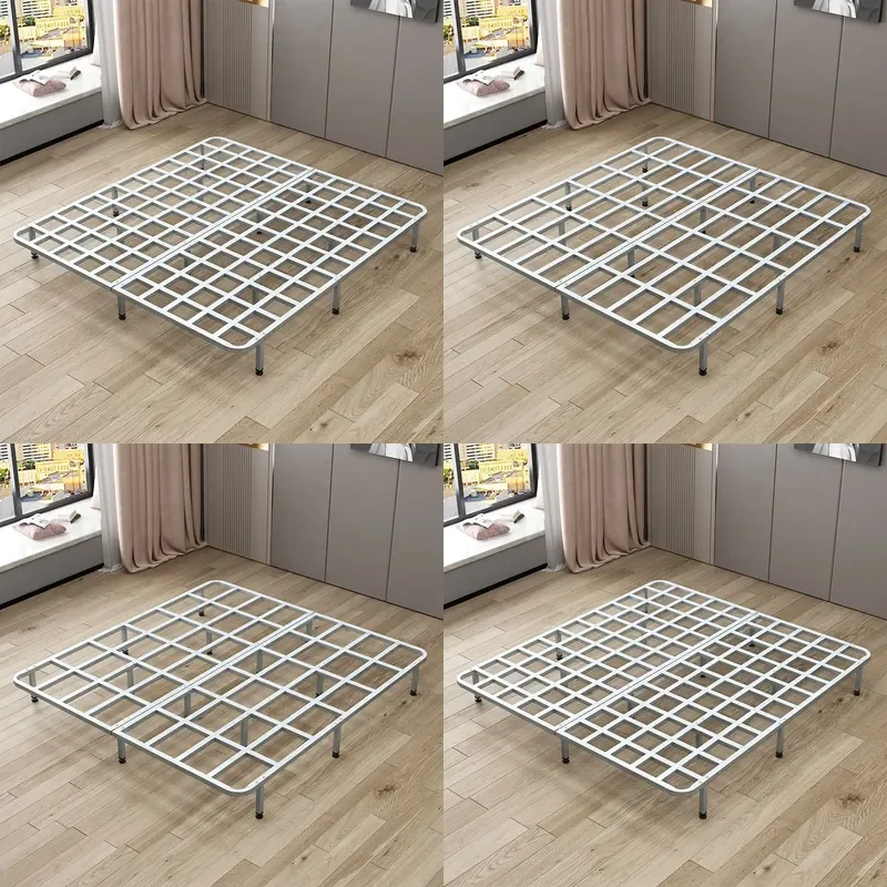 Foldable Galvanized Steel Bed Frame 1.8m Double Size Heavy Duty Metal Support Structure for Tatami Platform Bedroom Furniture