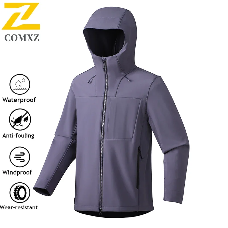 

Outdoor Hiking Soft Shell Windbreaker Jacket Casual Sports Hooded Waterproof Coat Couple Climbing Clothes Motocross Raincoats