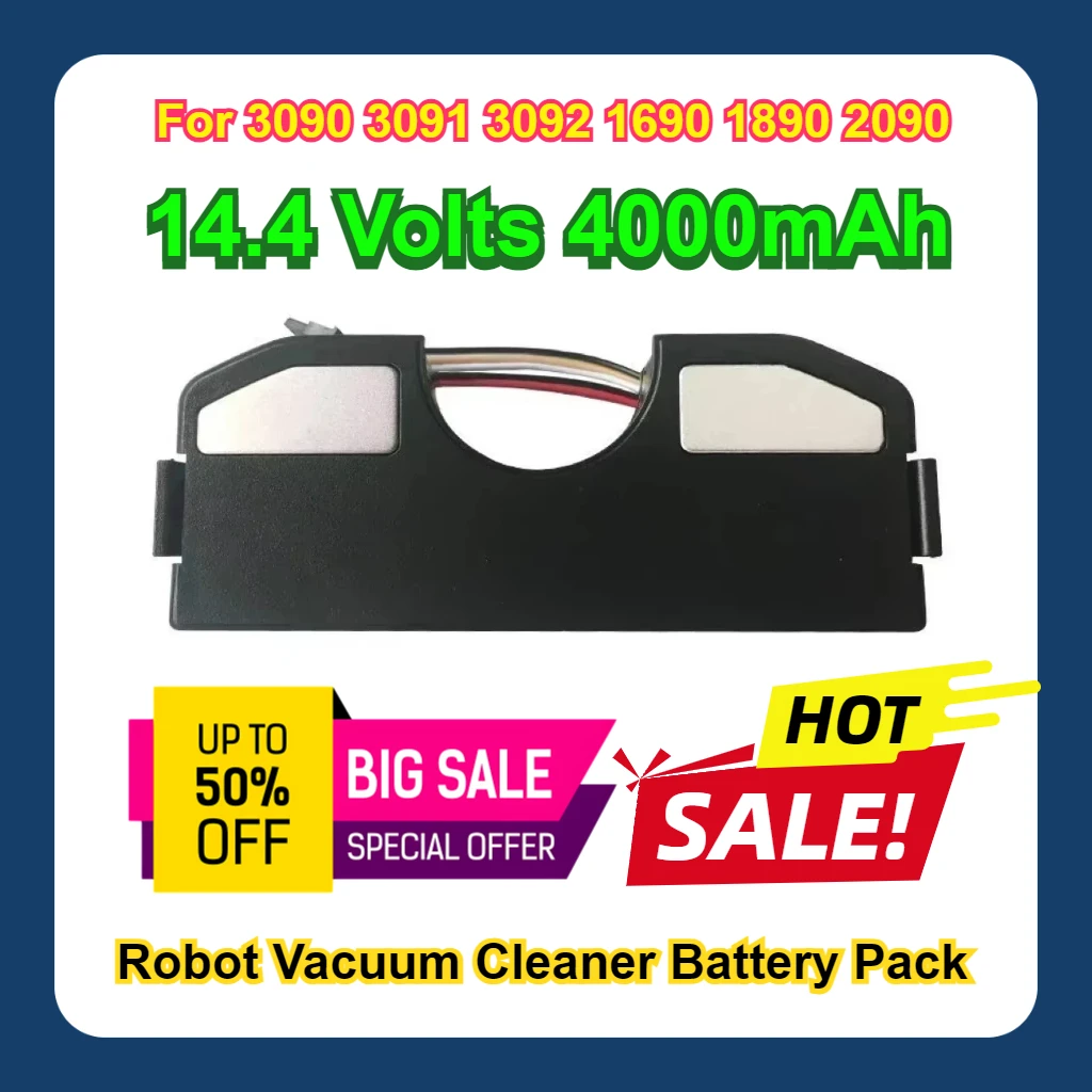 For 3090 3091 3092 1690 1890 2090 14.4 Volts 4000mAh Robot Vacuum Cleaner Battery Pack Replacement Accessories