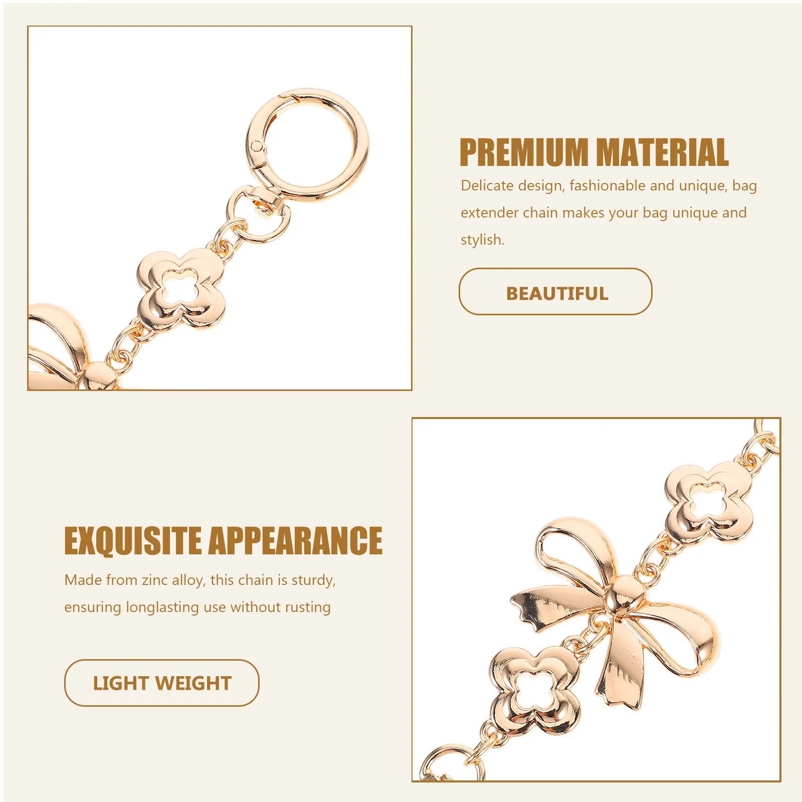 Extensor de correa para bolso, cadena de metal con lazo, correa de extensión ajustable para bolso, para compras, viajes, fiestas, 2 uds.