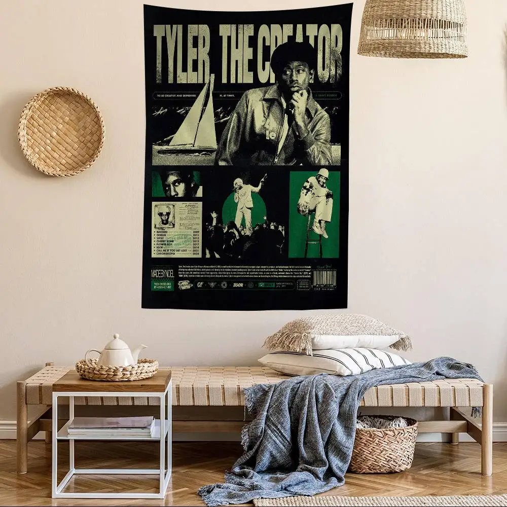 مغني الراب T-Tyler T-The C-Creator الهبي الجدار الشنق المفروشات البوهيمي جدار المفروشات ماندالا INS ديكور المنزل