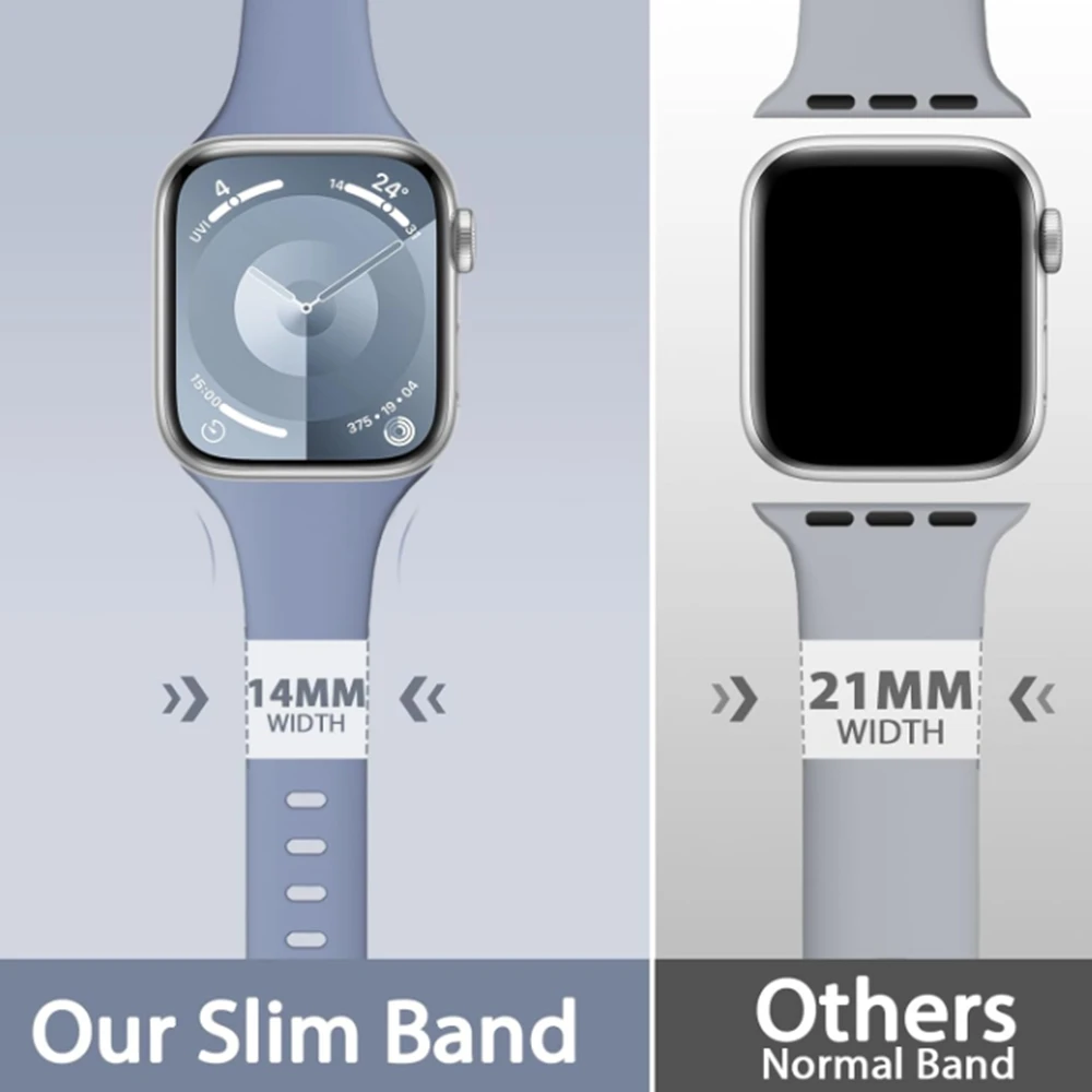 1 шт. тонкий силиконовый ремешок Correa для Apple Watch для женщин, спортивный 38 мм, 40 мм, 41 мм, 42 мм, 44 мм, 45 мм, 49 мм, тонкий резиновый ремешок для iwatch