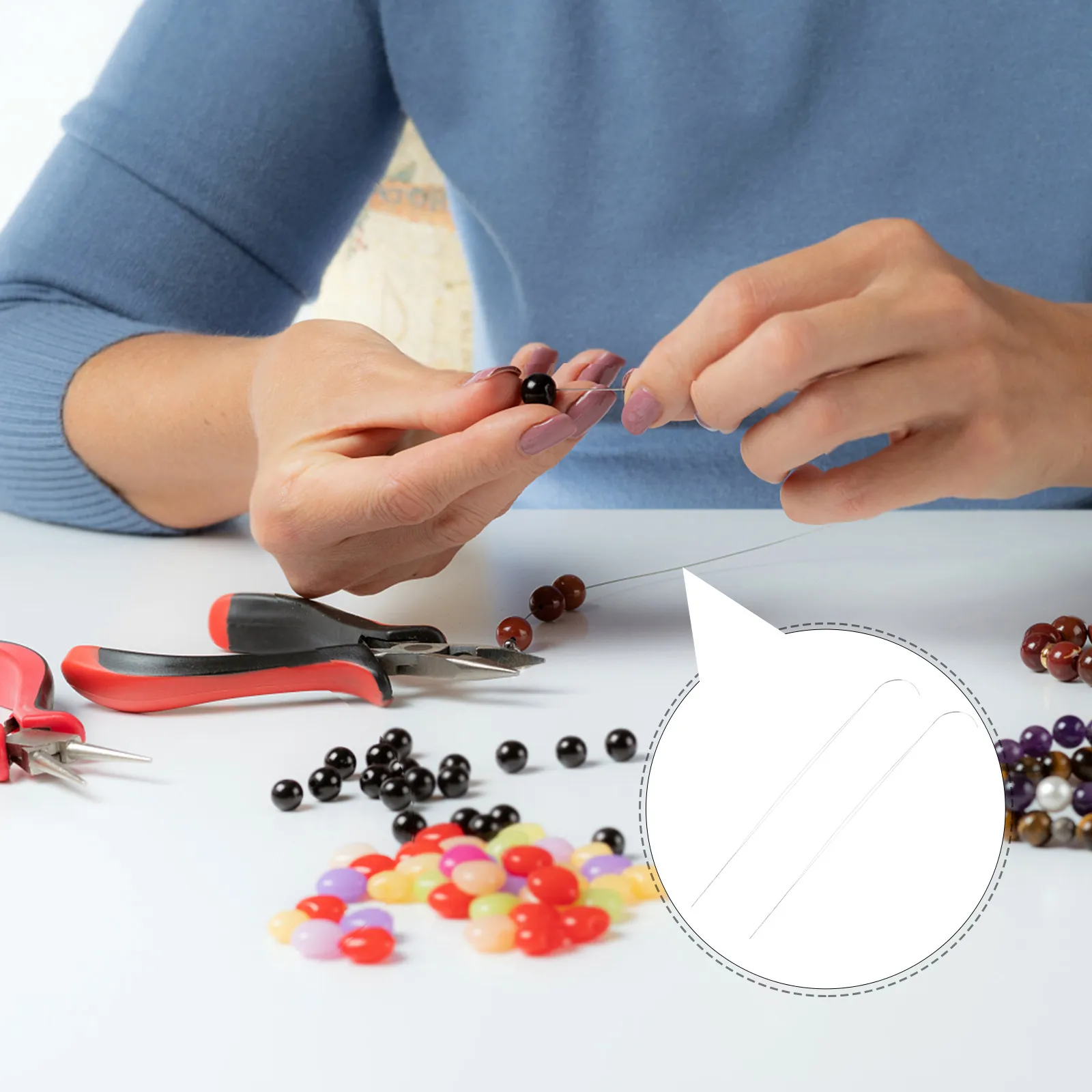 

Набор из 10 изогнутых металлических игл для бисероплетения, для изготовления ювелирных изделий, эффективный инструмент для нанизывания бусин, для браслетов и ожерелий