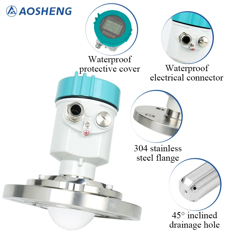 AOSHENG 80GHz Level Transmitter | High Accuracy Solid & Liquid Level Sensor with ABS Material and 2-Year Warranty