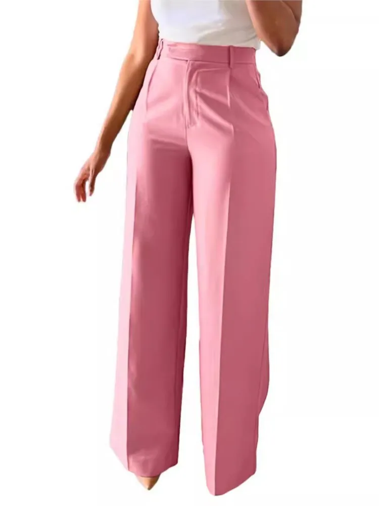 2025 Spring Autumn Trousers High Waist Straight Pants Wide-leg Pants Female Office Fashion Trousers Women New Ladies Clothes