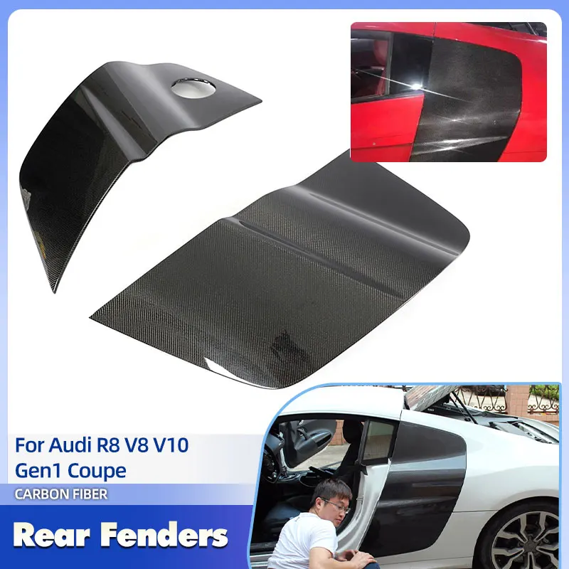 

Car Rear Door Fenders Side Panels Blades Carbon Fiber for Audi R8 V8 V10 Gen1 Coupe 2008-2015 Racing Rear Protector Body Kits